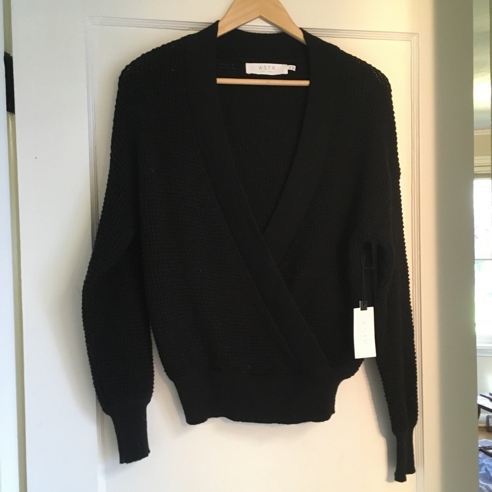 Astr Black Wrap Sweater